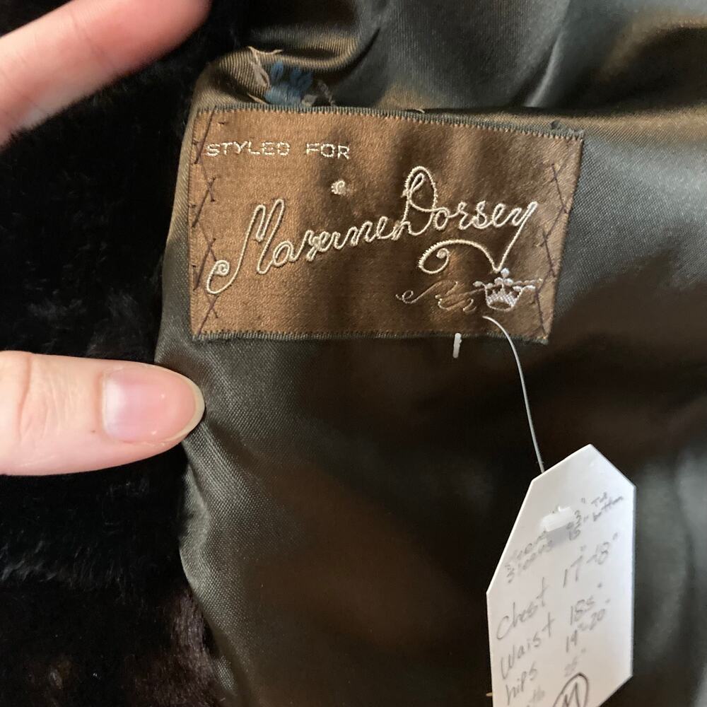 M 6 8 faux fur Sheared Beaver Fur Jacket Coat Vintage Mouton brown - Picture 10 of 11